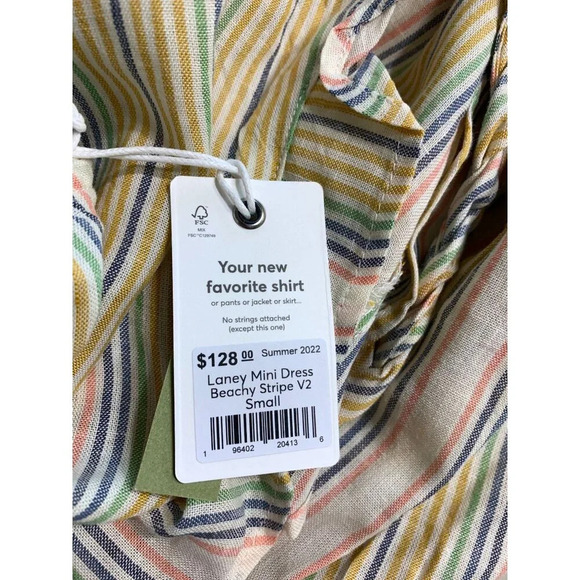 Marine Layer Flutter Sleeve Striped Dress With Ruffle Hem & Tie Waist - Size S - Picture 9 of 10